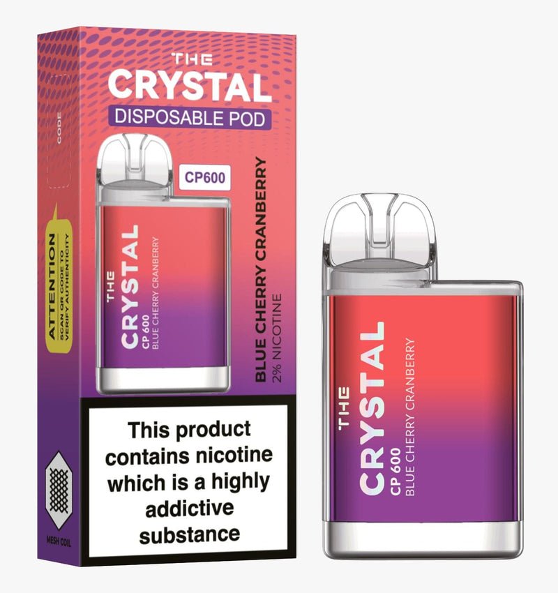 The Crystal CP600  Disposable Vape , Blue Cherry Cranberry  Box of 10